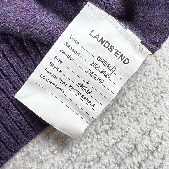 Lands' End Sweater Mens L Purple Lambswool Crew Pullover Preppy Casual Old Money - Picture 9 of 10